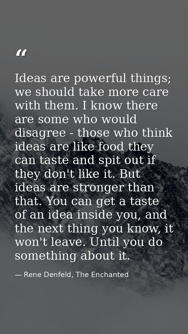Ideas are powerful things; we should take more care with them. I know there are some who would disagree - those who thin — Rene Denfeld, The Enchanted