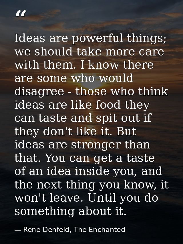 Ideas are powerful things; we should take more care with them. I know there are some who would disagree - those who thin — Rene Denfeld, The Enchanted