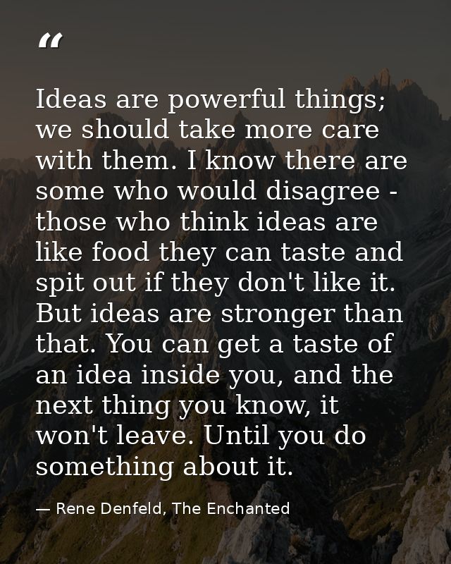 Ideas are powerful things; we should take more care with them. I know there are some who would disagree - those who thin — Rene Denfeld, The Enchanted