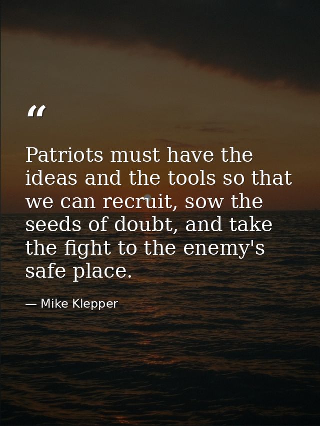 Patriots must have the ideas and the tools so that we can recruit, sow the seeds of doubt, and take the fight to the ene — Mike Klepper