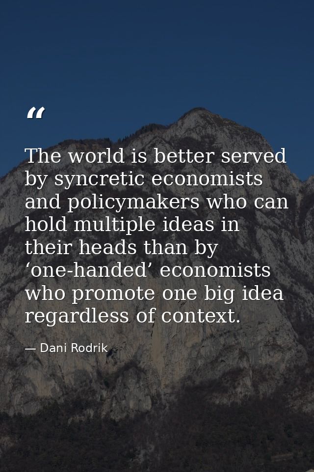 The world is better served by syncretic economists and policymakers who can hold multiple ideas in their heads than by ‘ — Dani Rodrik