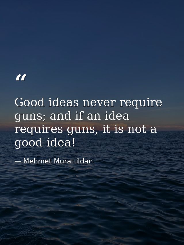 Good ideas never require guns; and if an idea requires guns, it is not a good idea! — Mehmet Murat ildan