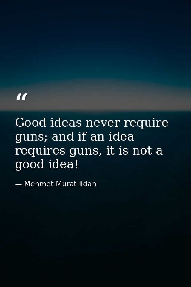 Good ideas never require guns; and if an idea requires guns, it is not a good idea! — Mehmet Murat ildan