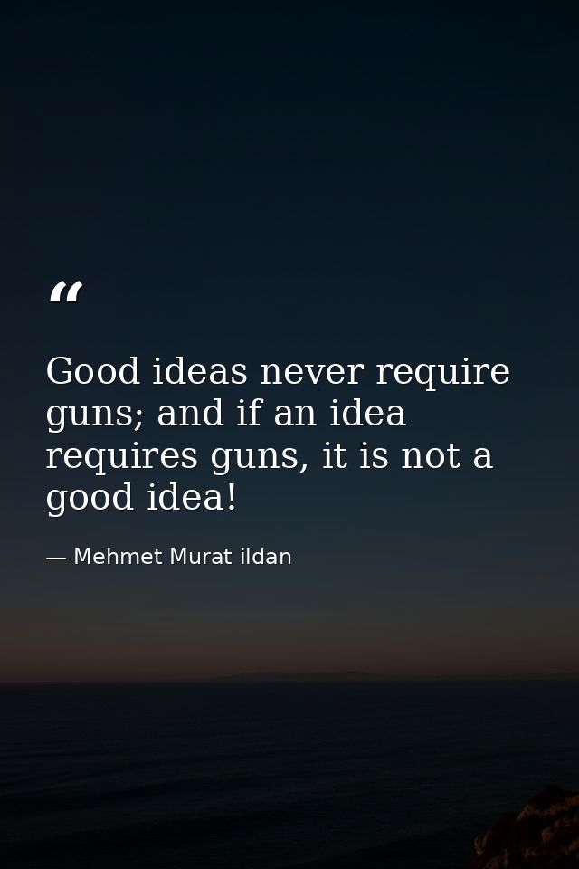 Good ideas never require guns; and if an idea requires guns, it is not a good idea! — Mehmet Murat ildan