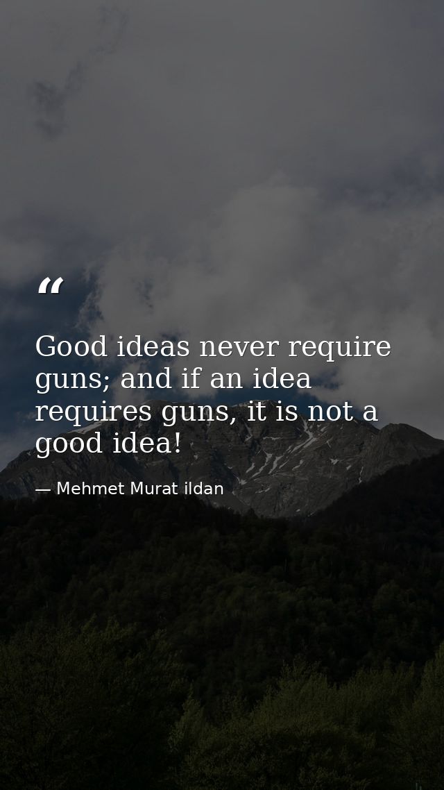 Good ideas never require guns; and if an idea requires guns, it is not a good idea! — Mehmet Murat ildan