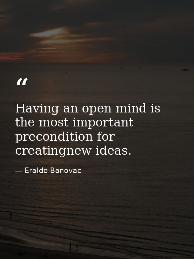 Having an open mind is the most important precondition for creatingnew ideas. — Eraldo Banovac