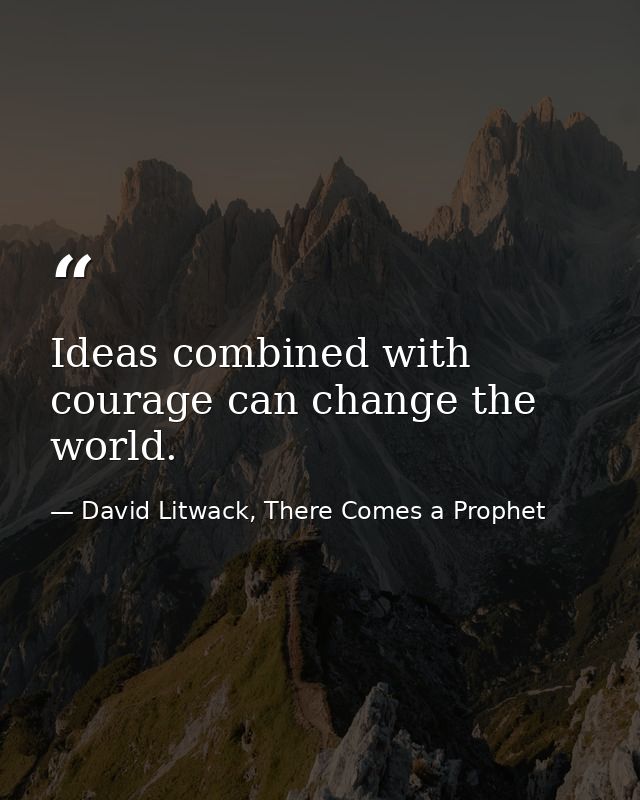 Ideas combined with courage can change the world. — David Litwack, There Comes a Prophet