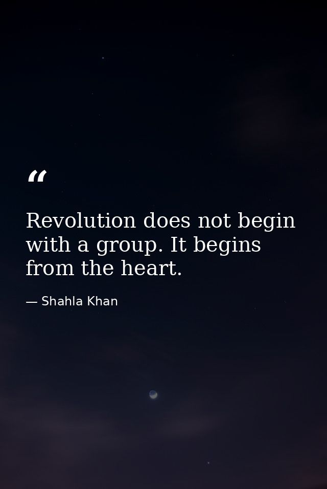 Revolution does not begin with a group. It begins from the heart. — Shahla Khan