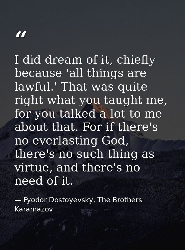 I did dream of it, chiefly because 'all things are lawful.' That was quite right what you taught me, for you talked a lo — Fyodor Dostoyevsky, The Brothers Karamazov