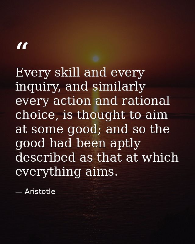 Every skill and every inquiry, and similarly every action and rational choice, is thought to aim at some good; and so th — Aristotle