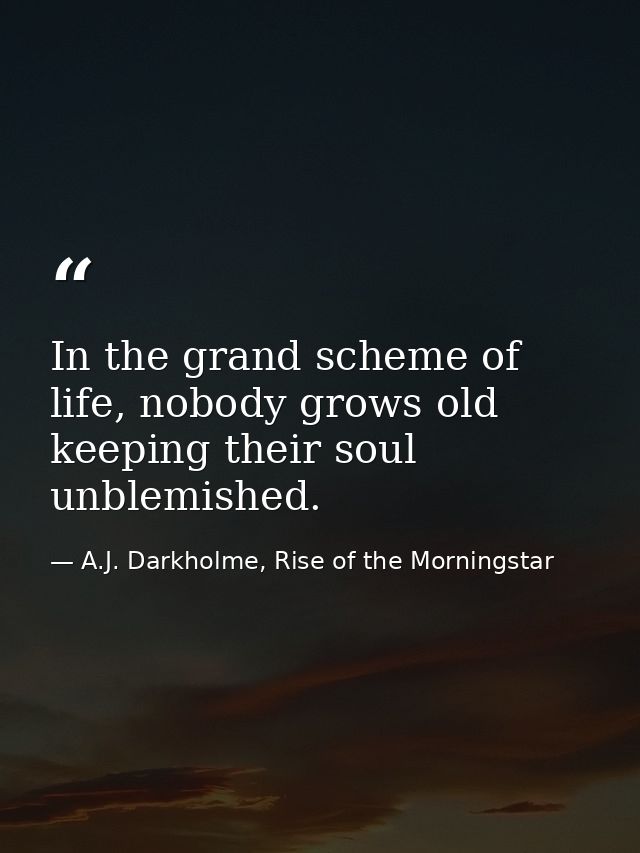 In the grand scheme of life, nobody grows old keeping their soul unblemished. — A.J. Darkholme, Rise of the Morningstar