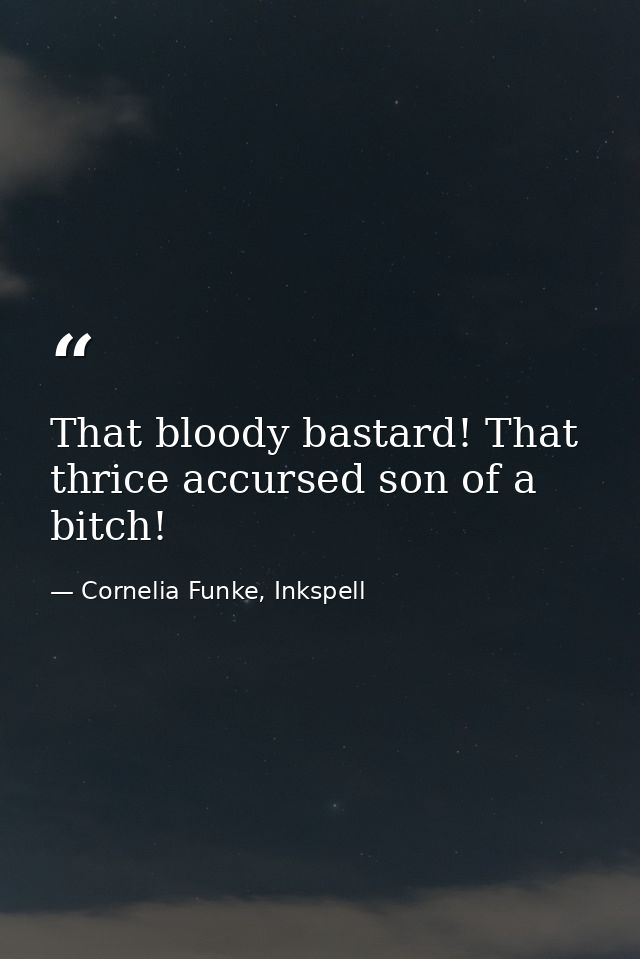 That bloody bastard! That thrice accursed son of a bitch! — Cornelia Funke, Inkspell