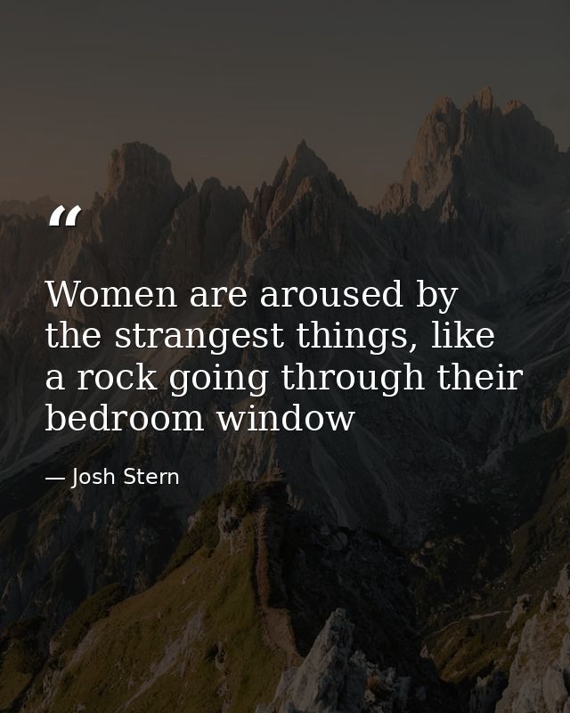 Women are aroused by the strangest things, like a rock going through their bedroom window — Josh Stern