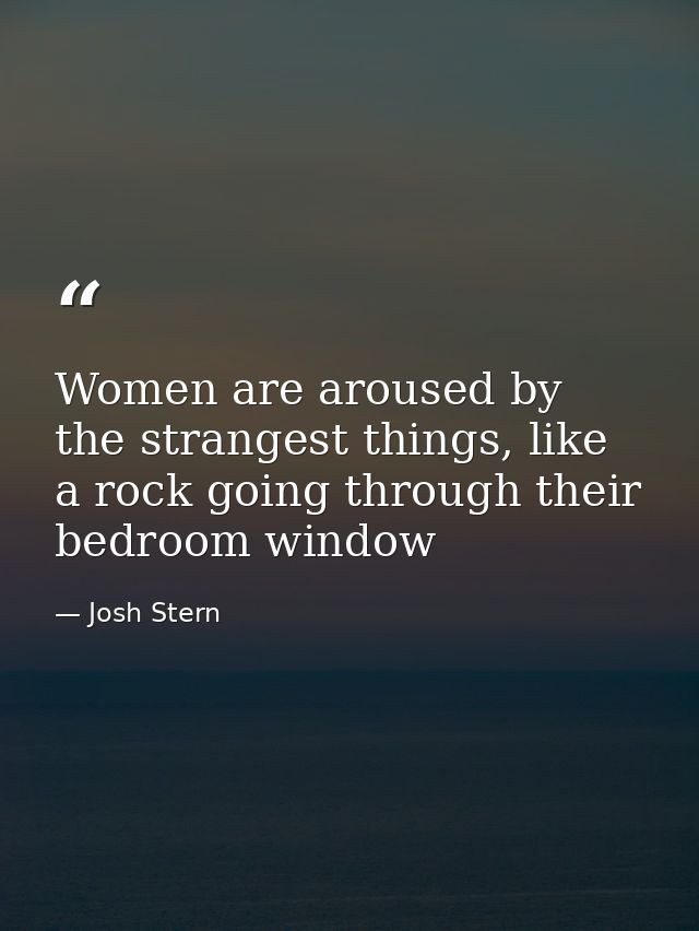 Women are aroused by the strangest things, like a rock going through their bedroom window — Josh Stern