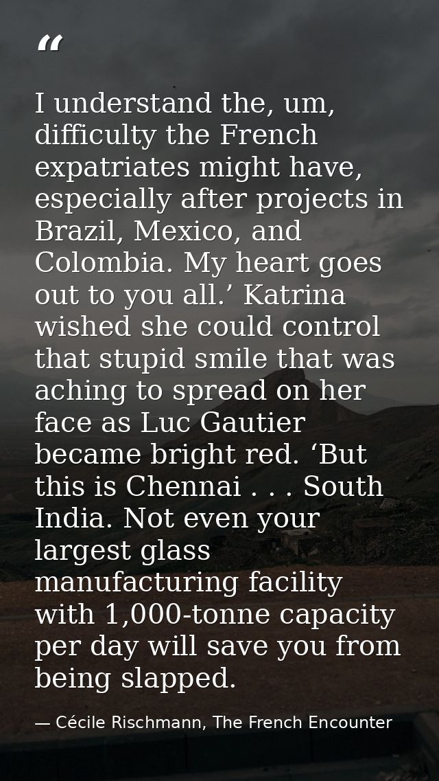 I understand the, um, difficulty the French expatriates might have, especially after projects in Brazil, Mexico, and Col — Cécile Rischmann, The French Encounter