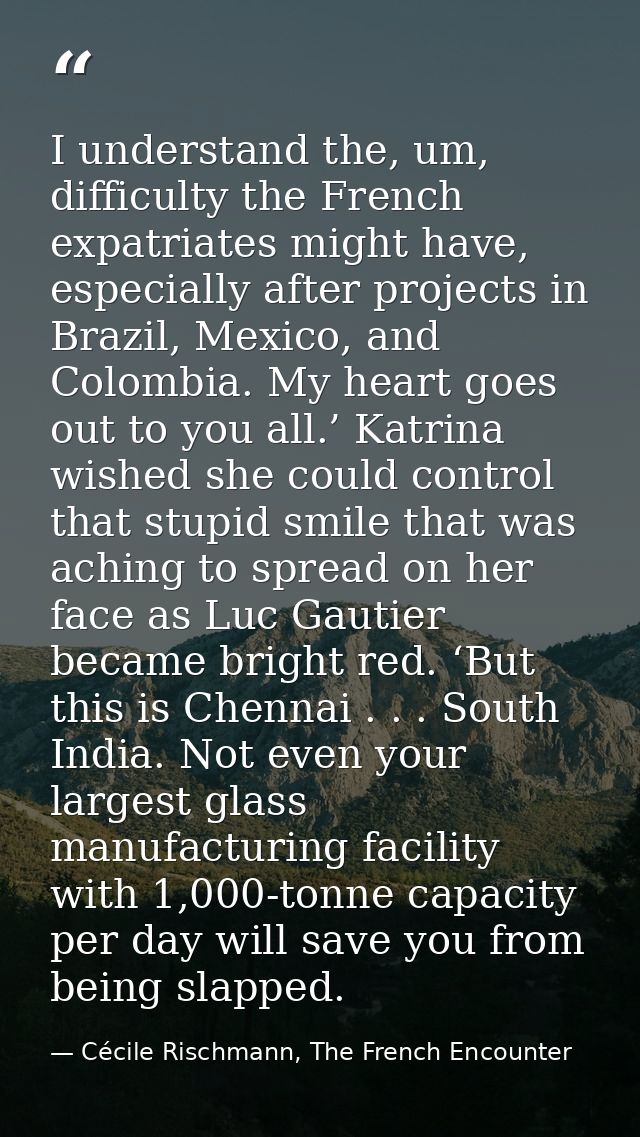 I understand the, um, difficulty the French expatriates might have, especially after projects in Brazil, Mexico, and Col — Cécile Rischmann, The French Encounter