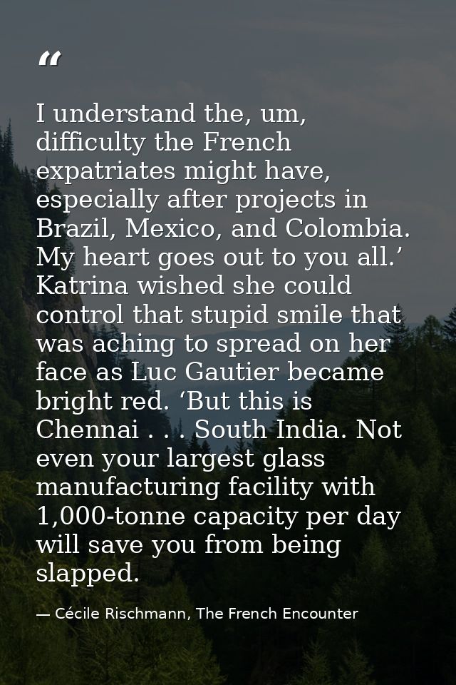I understand the, um, difficulty the French expatriates might have, especially after projects in Brazil, Mexico, and Col — Cécile Rischmann, The French Encounter