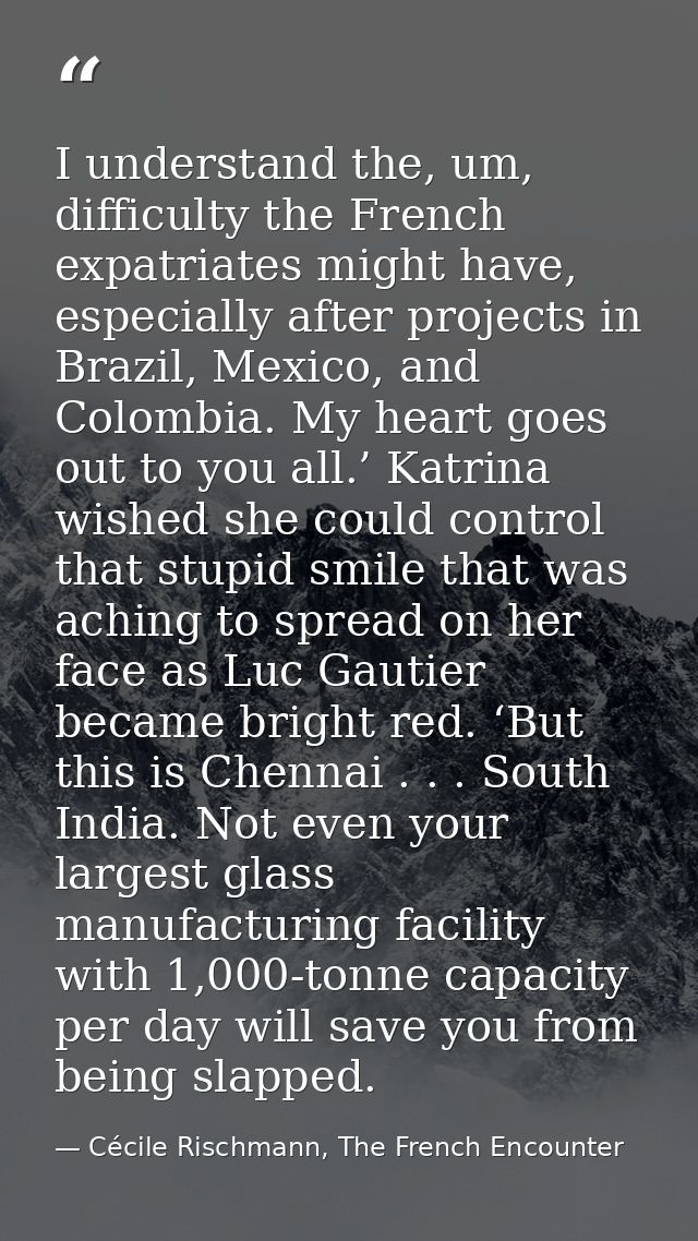 I understand the, um, difficulty the French expatriates might have, especially after projects in Brazil, Mexico, and Col — Cécile Rischmann, The French Encounter