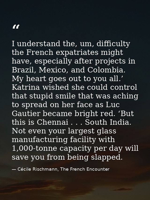 I understand the, um, difficulty the French expatriates might have, especially after projects in Brazil, Mexico, and Col — Cécile Rischmann, The French Encounter
