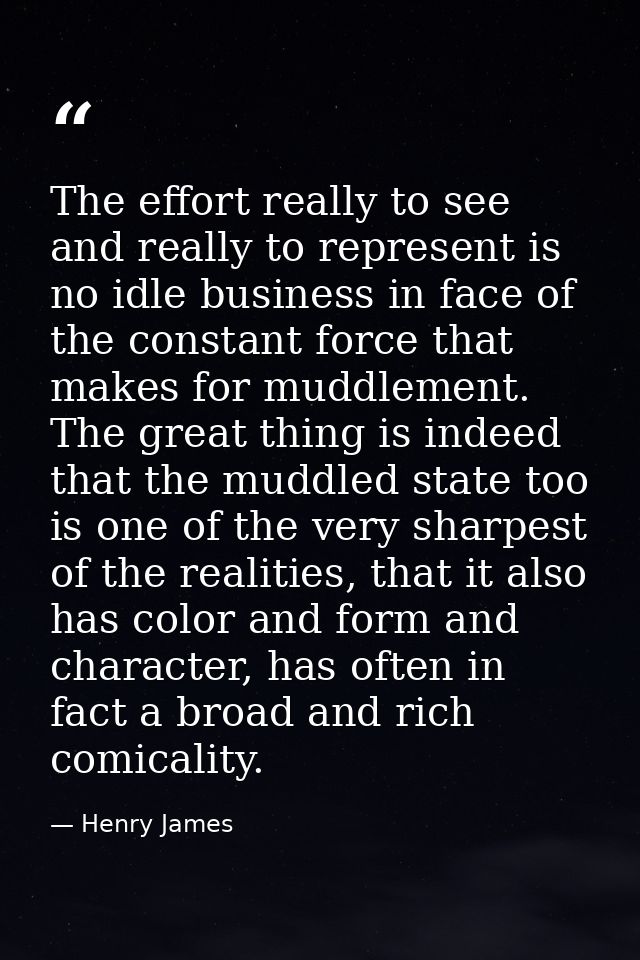 The effort really to see and really to represent is no idle business in face of the constant force that makes for muddle — Henry James