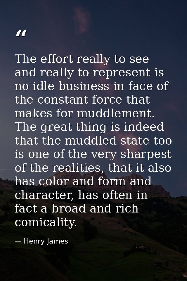 The effort really to see and really to represent is no idle business in face of the constant force that makes for muddle — Henry James