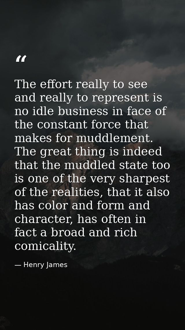 The effort really to see and really to represent is no idle business in face of the constant force that makes for muddle — Henry James