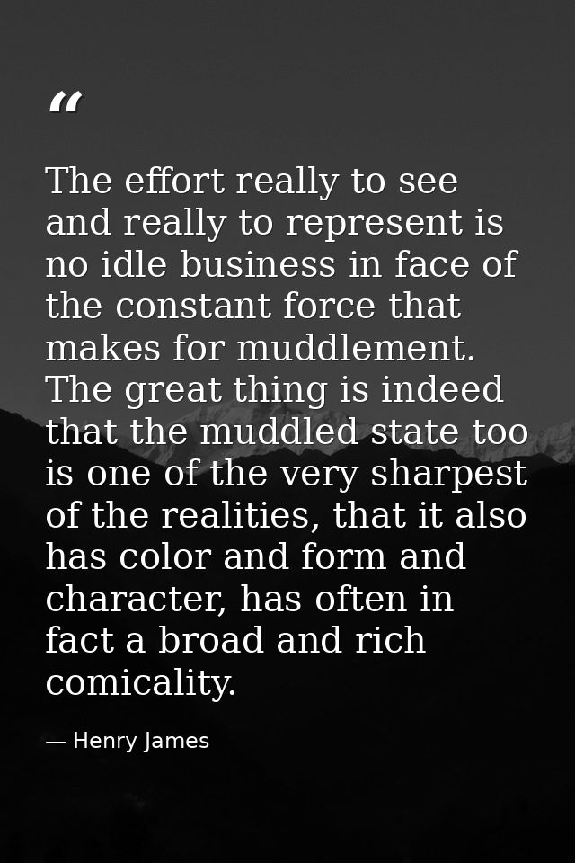 The effort really to see and really to represent is no idle business in face of the constant force that makes for muddle — Henry James