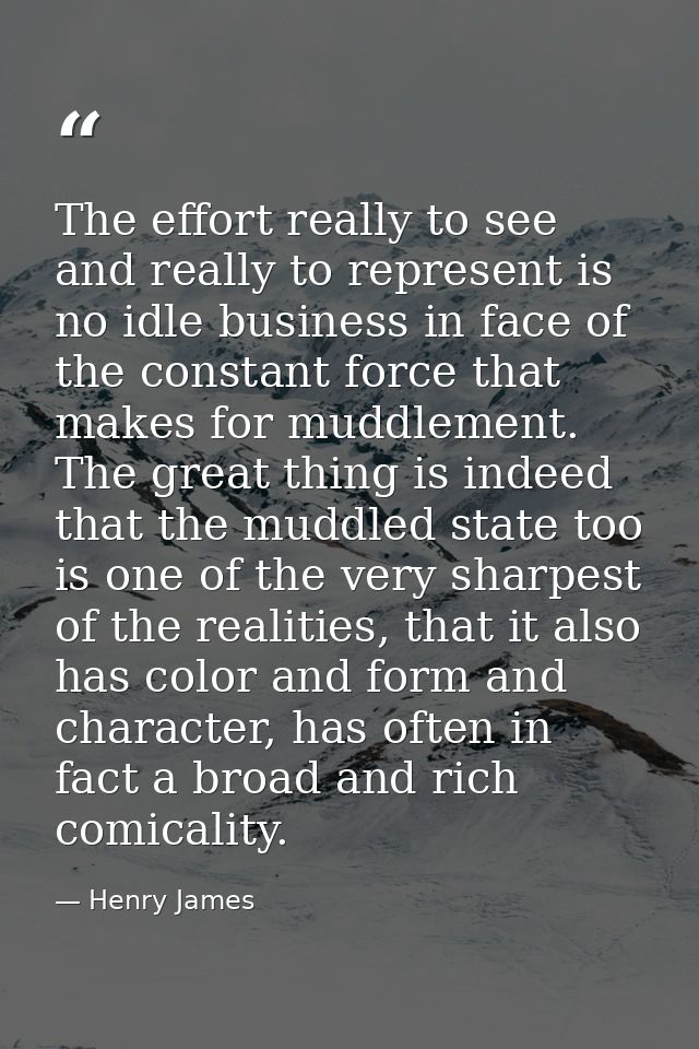 The effort really to see and really to represent is no idle business in face of the constant force that makes for muddle — Henry James