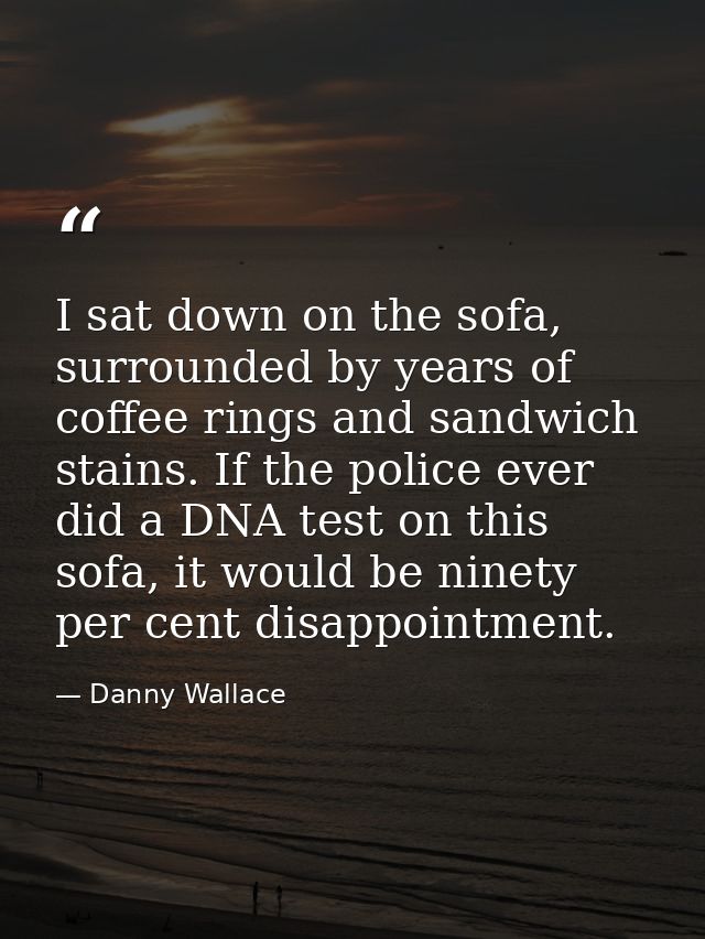 I sat down on the sofa, surrounded by years of coffee rings and sandwich stains. If the police ever did a DNA test on th — Danny Wallace
