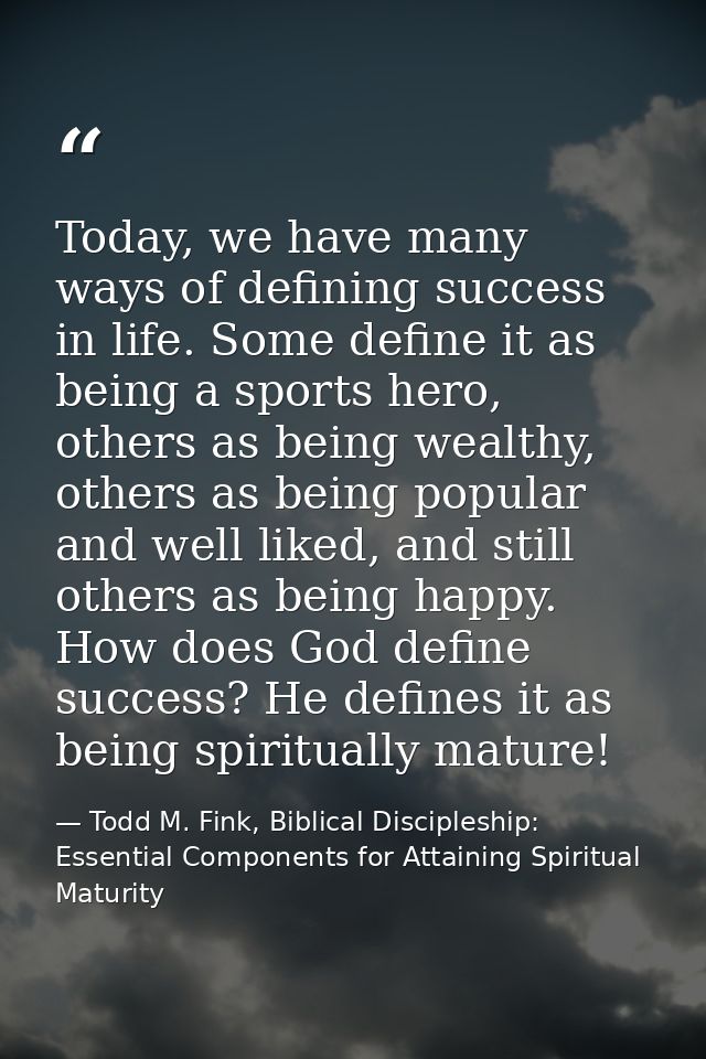 Today, we have many ways of defining success in life. Some define it as being a sports hero, others as being wealthy, ot — Todd M. Fink, Biblical Discipleship: Essential Components for Attaining Spiritual Maturity
