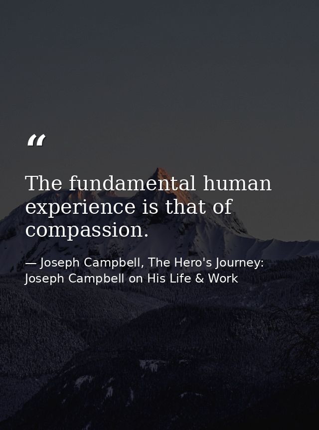 The fundamental human experience is that of compassion. — Joseph Campbell, The Hero's Journey: Joseph Campbell on His Life & Work