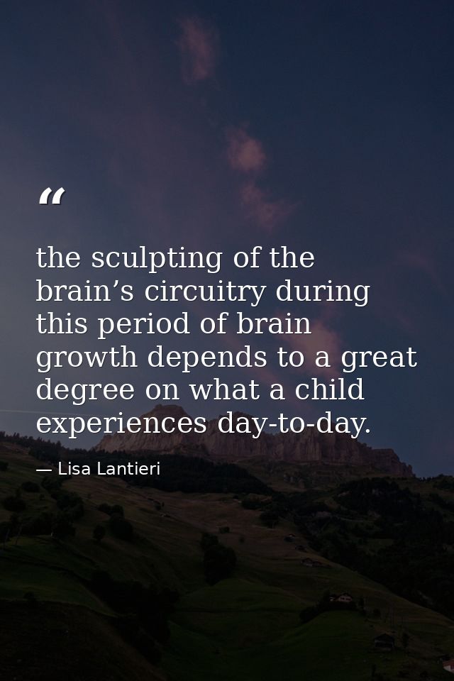 the sculpting of the brain’s circuitry during this period of brain growth depends to a great degree on what a child expe — Lisa Lantieri