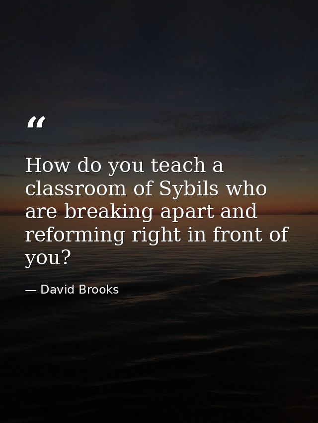 How do you teach a classroom of Sybils who are breaking apart and reforming right in front of you? — David Brooks