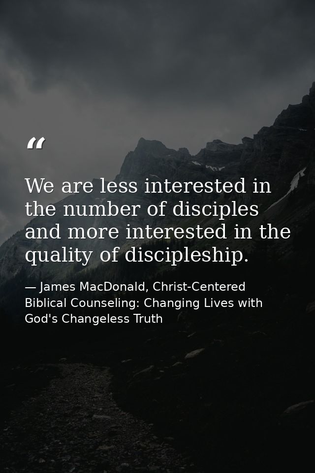 We are less interested in the number of disciples and more interested in the quality of discipleship. — James MacDonald, Christ-Centered Biblical Counseling: Changing Lives with God's Changeless Truth