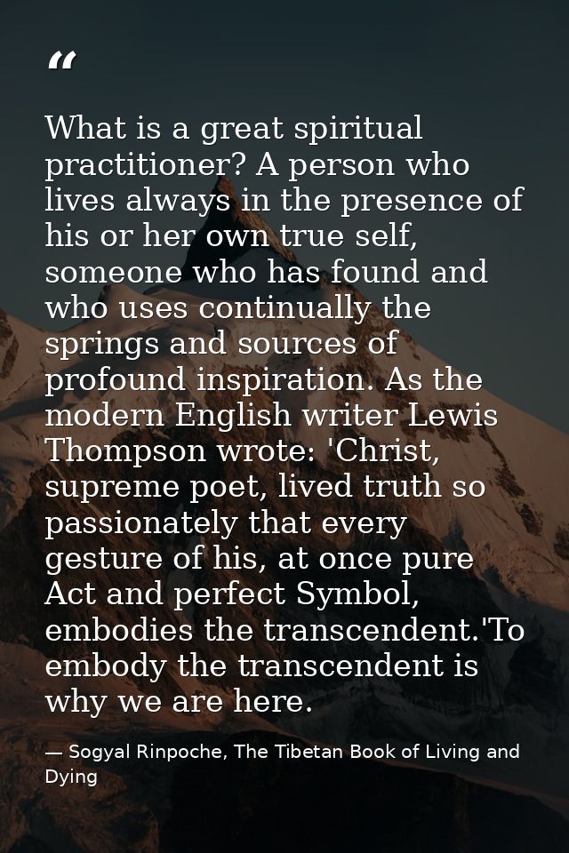 What is a great spiritual practitioner? A person who lives always in the presence of his or her own true self, someone w — Sogyal Rinpoche, The Tibetan Book of Living and Dying