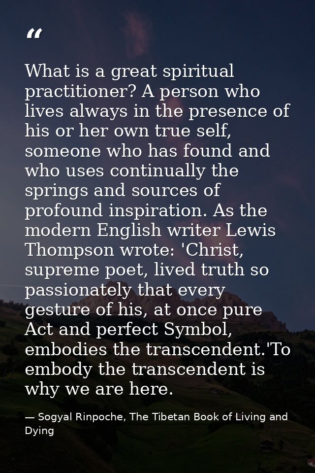 What is a great spiritual practitioner? A person who lives always in the presence of his or her own true self, someone w — Sogyal Rinpoche, The Tibetan Book of Living and Dying