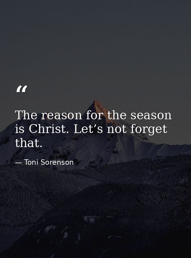 The reason for the season is Christ. Let’s not forget that. — Toni Sorenson