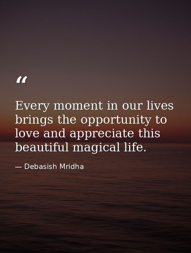 Every moment in our lives brings the opportunity to love and appreciate this beautiful magical life. — Debasish Mridha