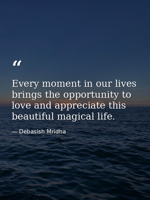 Every moment in our lives brings the opportunity to love and appreciate this beautiful magical life. — Debasish Mridha