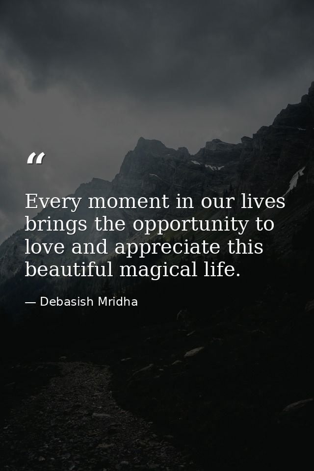 Every moment in our lives brings the opportunity to love and appreciate this beautiful magical life. — Debasish Mridha