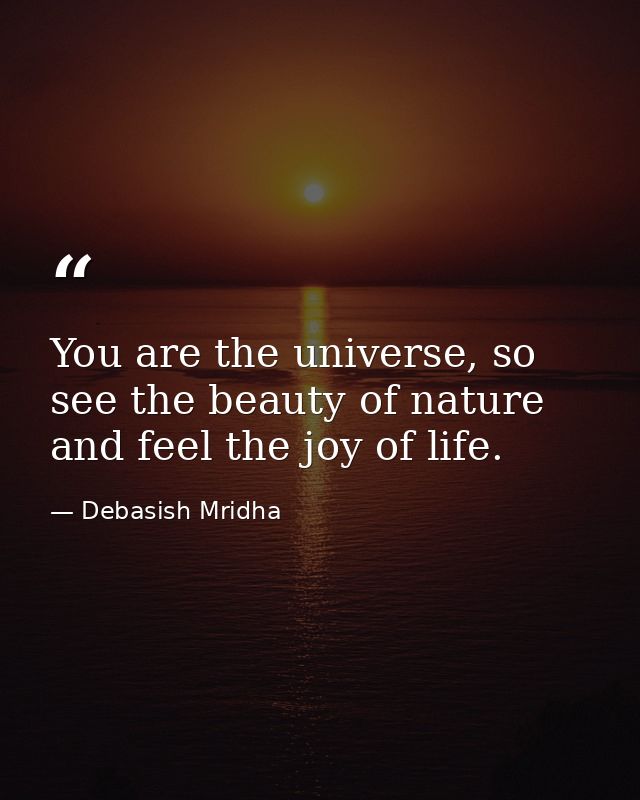 You are the universe, so see the beauty of nature and feel the joy of life. — Debasish Mridha
