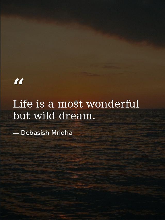 Life is a most wonderful but wild dream. — Debasish Mridha