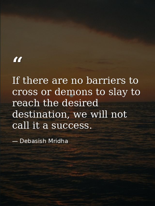 If there are no barriers to cross or demons to slay to reach the desired destination, we will not call it a success. — Debasish Mridha