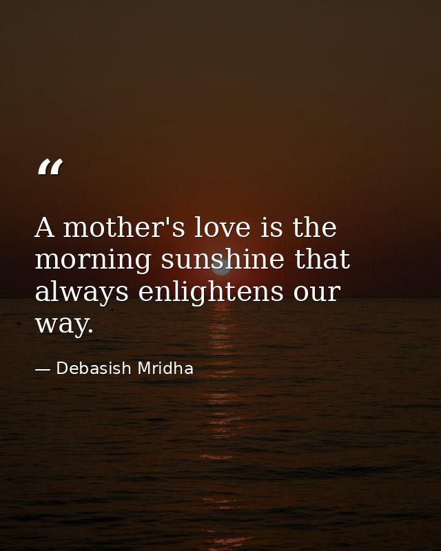 A mother's love is the morning sunshine that always enlightens our way. — Debasish Mridha