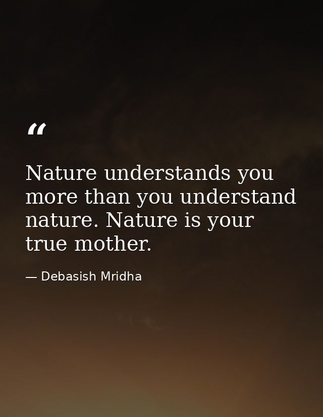 Nature understands you more than you understand nature. Nature is your true mother. — Debasish Mridha