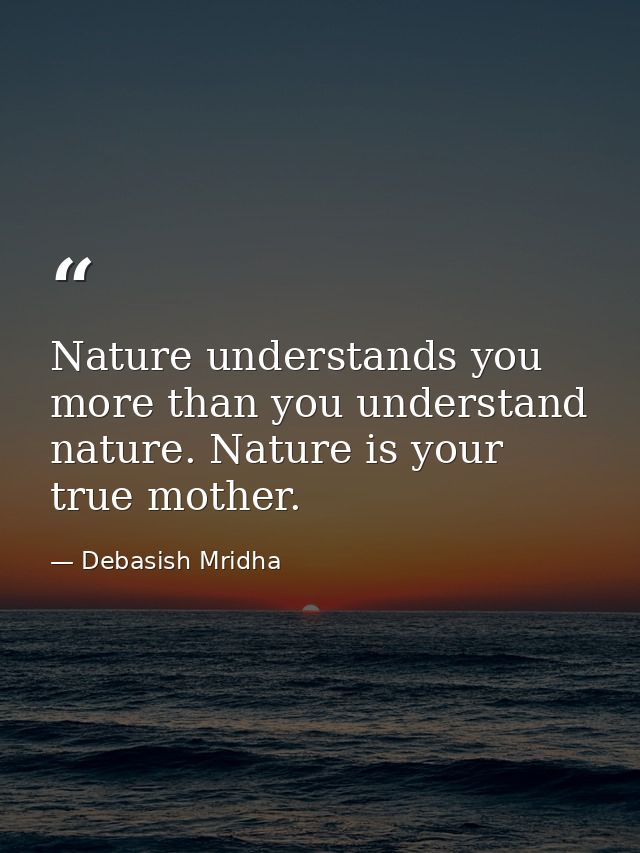 Nature understands you more than you understand nature. Nature is your true mother. — Debasish Mridha
