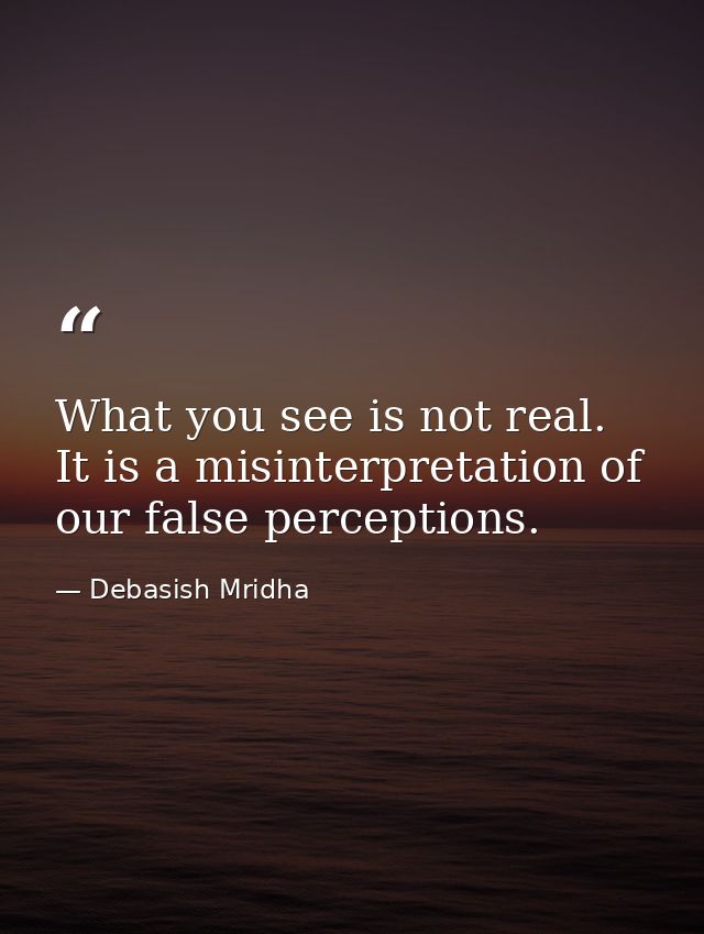 What you see is not real. It is a misinterpretation of our false perceptions. — Debasish Mridha