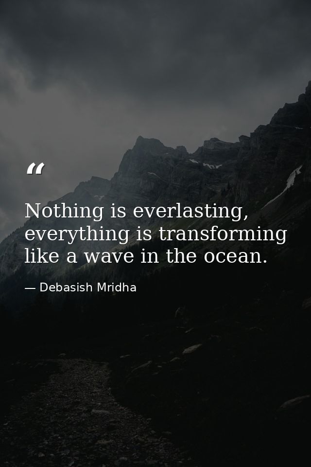 Nothing is everlasting, everything is transforming like a wave in the ocean. — Debasish Mridha