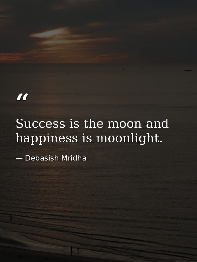Success is the moon and happiness is moonlight. — Debasish Mridha