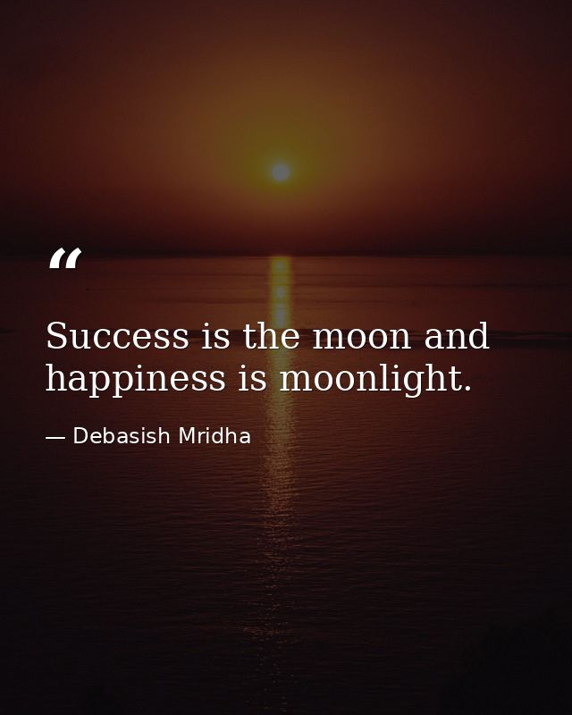 Success is the moon and happiness is moonlight. — Debasish Mridha